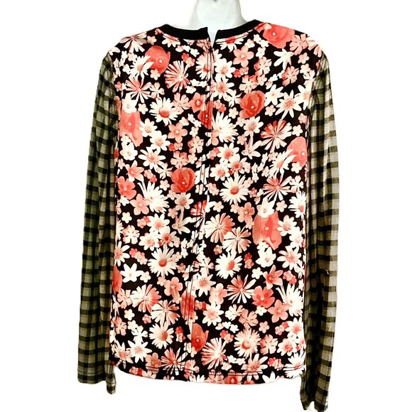 McQ Alexander McQueen Floral Patchwork Blouse IT 42 Mixed Print Long Sleeve Top - Picture 3 of 10